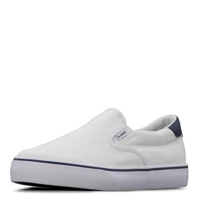 Lugz Men's Clipper Classic Slip-on Fashion Sneaker, White/Peacoat Blue, 7.5 W