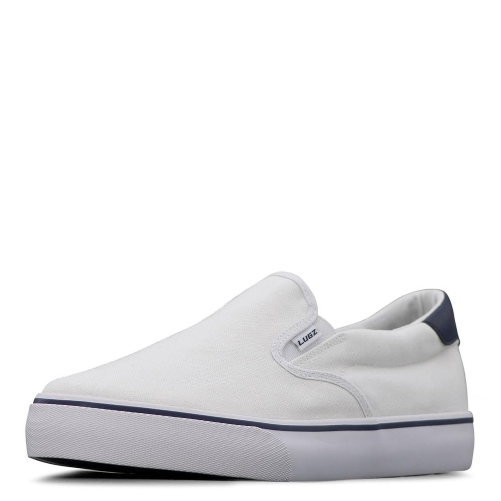Lugz Men's Clipper Classic Slip-on Fashion Sneaker, White/Peacoat Blue, 7.5 W