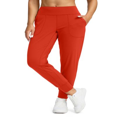Soothfeel Women's Joggers with Zipper Pockets High Waisted Athletic Workout Yoga Pants Joggers for Women (Poppy, XL)
