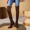Women Over the Knee Boots Stiletto High Heels Leopard Pointed Toe Thigh High Boots Comfort Lace Up Stretch Zipper Shoes view 2