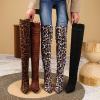 Women Over the Knee Boots Stiletto High Heels Leopard Pointed Toe Thigh High Boots Comfort Lace Up Stretch Zipper Shoes view 4