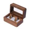 CHGCRAFT Walnut Wooden Cufflink Box with Window Wooden Small Cuff Links Display Case Square Cufflink Organiser Box with Single Slot Jewelry Display Box for Birthday Anniversary Ceremony view 1