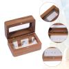 CHGCRAFT Walnut Wooden Cufflink Box with Window Wooden Small Cuff Links Display Case Square Cufflink Organiser Box with Single Slot Jewelry Display Box for Birthday Anniversary Ceremony view 3