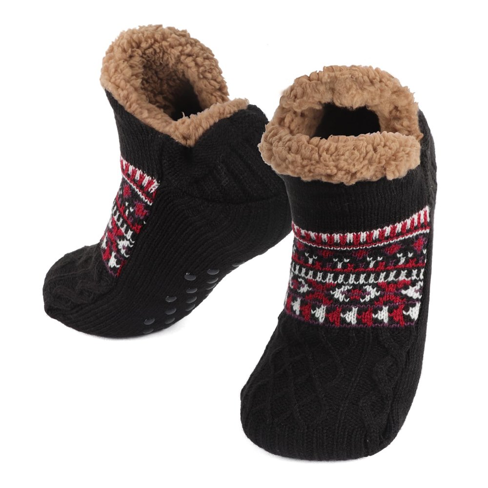Adult Winter Soft Fuzzy Warm Floor Socks Cozy Indoor Non Slip Socks with Grips Fleece Lined Thermal Home Slipper Socks