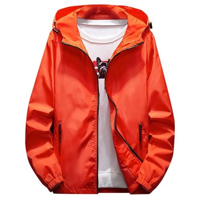 Ymosrh Lightweight Water Resistant Running Hiking Fishing Rain Coats Jacket Windbreaker with Hood Winter Jackets Men Track Skiing Jackets Nice (XXL, Orange)