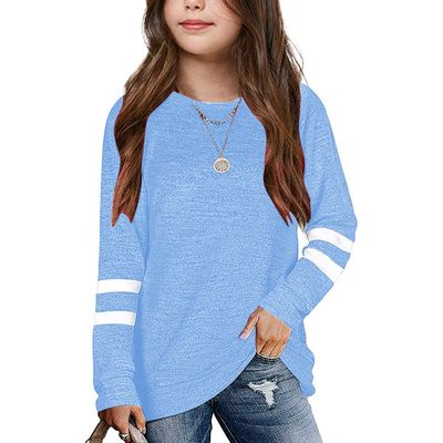 Girl Clothes Size 6 Kids Girls Tunic Tops Crewneck Soft Striped Long Sleeve Comfortable Casual (f-Blue, 10-11 Years)