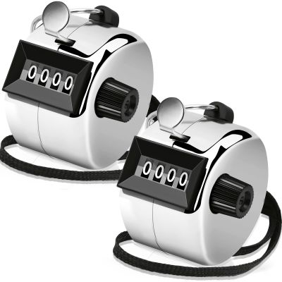 Decymis 2 Pack Clicker Counter, Metal Hand Tally Counter Clicker, 4 Digit Mechanical Palm Click Counter for Counting Numbers, Coaching, Sports Events Count