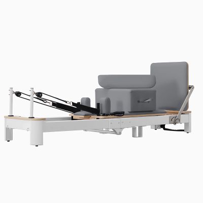 Foldable Pilates Reformer, Pilates Machine, Aluminum Pilates Reformer Machine for Home and Studio, Foldable Exercise Strength Training Machine (White)