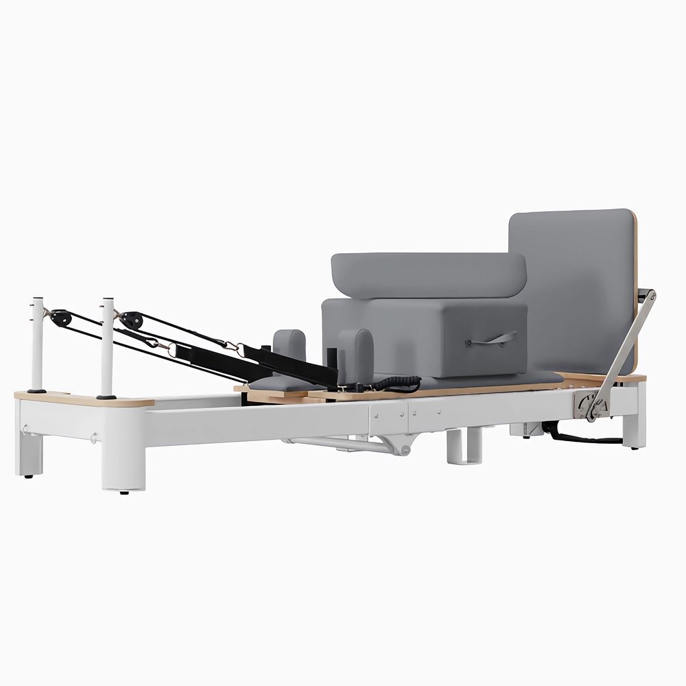 Foldable Pilates Reformer, Pilates Machine, Aluminum Pilates Reformer Machine for Home and Studio, Foldable Exercise Strength Training Machine (White)