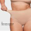 INLYRIC Women's Inbarely Soft Thong - High Waisted Tagless Smooth Stretch Underwear Ultra-soft No Show Ladies Panties 3 Pack Wheat (3pack) X-Small view 3