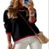 Dokotoo Sweaters for Women Solid Color Crewneck Spring Fashion 2026 Womens Long Sleeve Sweater Outfits Casual Knit Trendy Pullover Tops Clothes Black Medium view 1