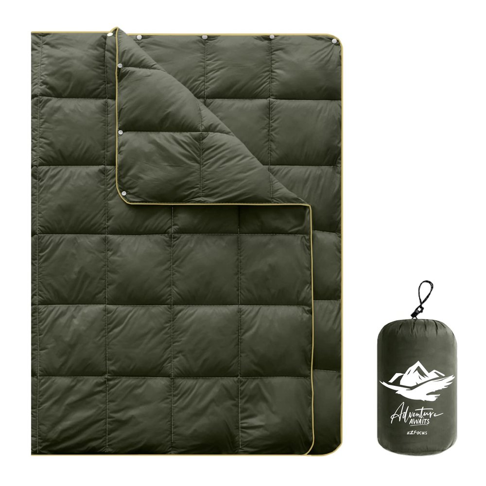 zZFocus Mini Camping Blanket,Lightweight Puffy Blanket Packable Down Alternative Throw Blanket Waterproof Windproof for Outdoors, Travel, Beach, Airplane, Hiking