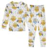 ALAZA Cartoon Yellow Blue Owl 2 Piece Pajama Set Long Sleeve Top and Pants Sleepwear Unisex 24M view 1
