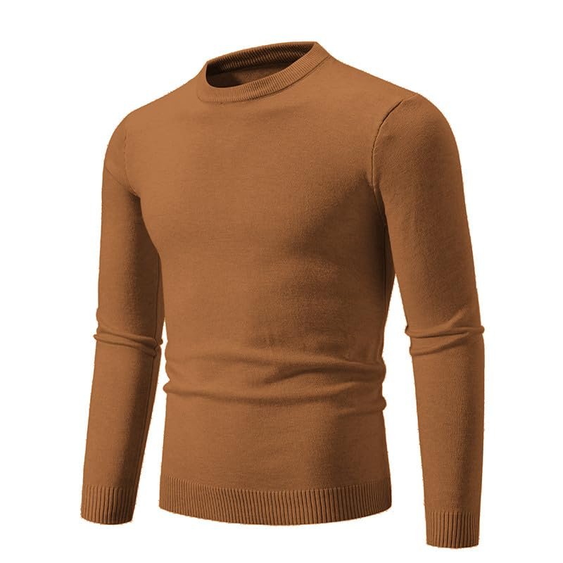 Muscularfit Men's Lightweight Sweaters Pullover Long Sleeve Knitted Pullover Sweaters Casual Fashion Plain Knitwear Sweaters Men Knit Sweater Orange XL