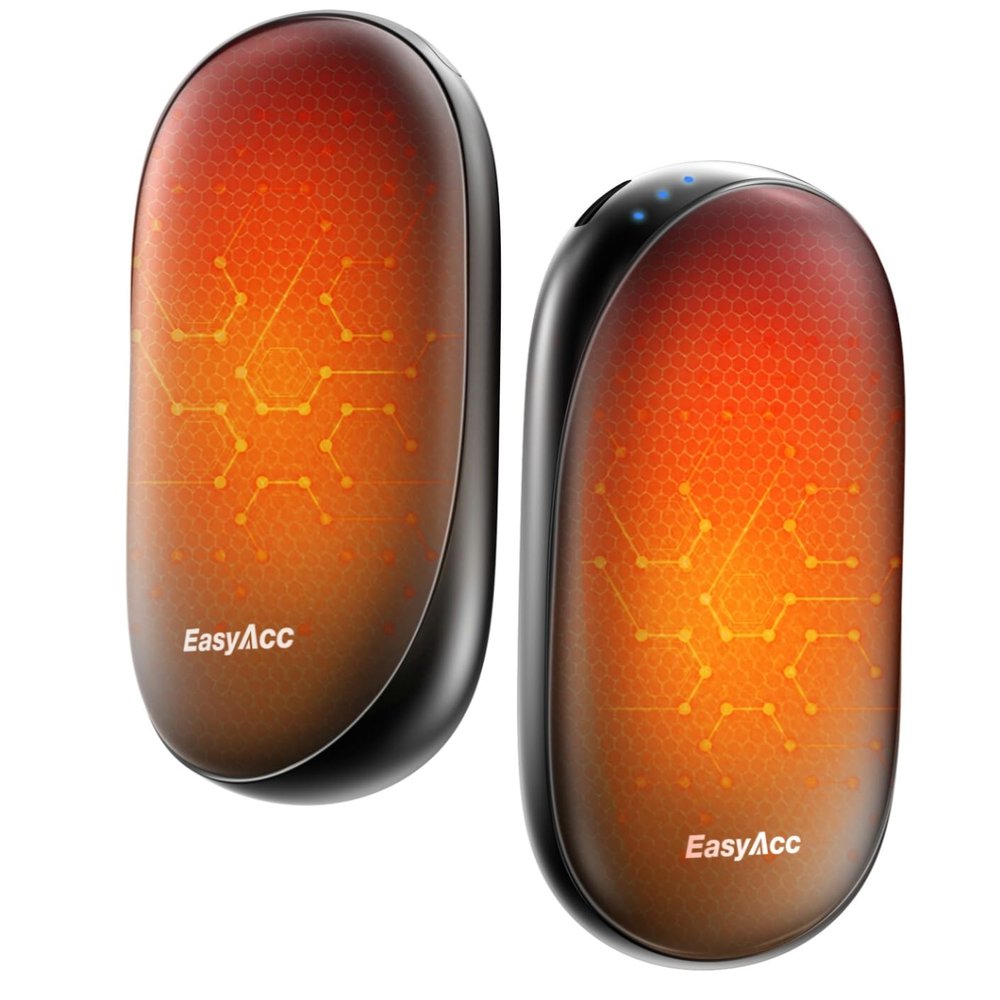 EasyAcc Electric Hand Warmers Rechargeable, 2 Pack 10000mAh + 18Hrs Warmth + Up to 131 + UL Certified + Fast Heating + 3 Settings, Pocket Heaters for Golf Raynauds Camping, Gifts for Women Man