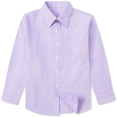 SANGTREE Boys 100% Cotton Oxford Shirt Regular Fit Button Down Collar Shirts Long Sleeve Formal Shirts with Pocket,Purple,12-13Y