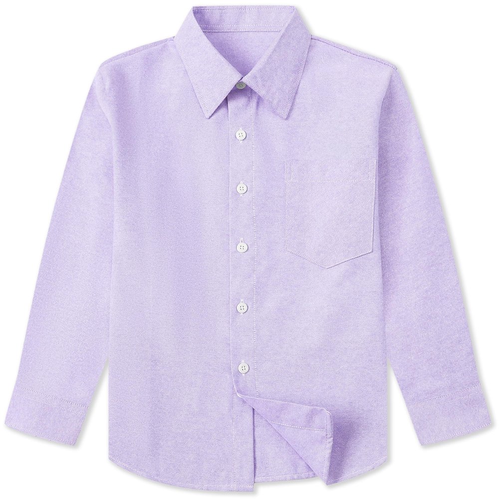 SANGTREE Boys 100% Cotton Oxford Shirt Regular Fit Button Down Collar Shirts Long Sleeve Formal Shirts with Pocket,Purple,12-13Y