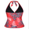 coastal rose Supportive Swimsuits Built in Bra Underwire Tankini Tops for Women Halter Swimwear Top Only Tummy Control Bathing Suit Red Floral US16 view 3