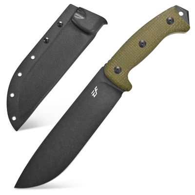 Eafengrow EF148 Fixed Blade Knife AUS-10 Steel Blade Two Tone Micarta Handle Full Tang EDC Straight Knife for Camping Bushcraft Adventure Ranches(Green)