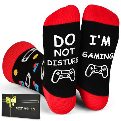 Dealswin Do Not Disturb I'm Gaming Socks, Birthday Gifts for Teen Boys, Valentine's Day Gifts Ideas for Men Him Dad Son Gamer Funny Game Socks