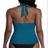 coastal rose Swimsuit Tankini Tops for Women with Underwire Bra Support Halter V Neck Bathing Suit Tummy Control Swim Top Only Blue Coral US14 view 4