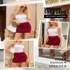 Avidlove Skirts for Women Mesh Ruched Bodycon Double Layer Casual Skirt Office Skirt Wrap Mini Skirt Wine Red Small view 4