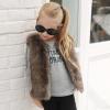 Toddler Girls Faux Fur Vest Fleece Jacket Warm Sleeveless Coat Winter Fall Fuzzy Vest Coat Children (Brown, 5-6 Years) view 2