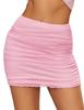 Avidlove Mesh Basic Pencil Office Skirt Mid-Waist Fitted for Women Nightclub Wear Pink Large