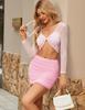 Avidlove Mesh Basic Pencil Office Skirt Mid-Waist Fitted for Women Nightclub Wear Pink Large view 4