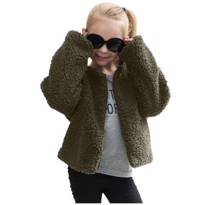 Baby Girls Faux Fur Coat Open Front Cardigan Toddler Kids Winter Fleece Jacket Warm Outwear (Green, 5-6 Years)