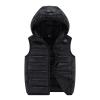 Boys Girls Puffer Vest Sleeveless Quilted Vest Zipper Hooded Down Puffy Jacket Winter Kids Warm (Black, 8-10 Years) view 1