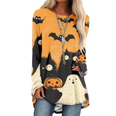 BIVENANT Womens Long Halloween Tops Cute Ghost Sweatshirt Women Halloween Tunic Style Plus Size Shirts Tshirt Shirts