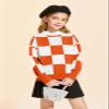 Girls Sweaters Kids Fashion Plaid Mock Neck Pullover Sweater Tops 5-14 Years Orange view 2