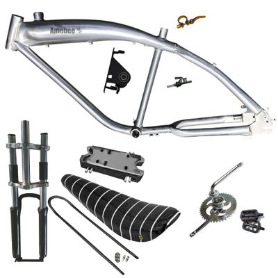 Bike Engine Frame Kit with Banana Saddle Fuel Tank Set Integrated 0.8 Gallon 3.4L Gasoline Tank with Saddle Seat for Motorized Bike 4 or 2 Stroke Gas Engine 49cc-100cc (Heavy Duty V Frame Saddle Set)