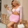 Avidlove Mesh Basic Pencil Skirt - Mid-Waist Fitted Office and Nightclub Wear for Women - Pink Small view 4