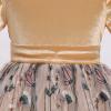 ABEHIK Flower Girls Long Sleeve Dress Fall Winter Bridesmaid Velvet Dress Floral Embroidery Tulle Tutu Dresses Wedding Birthday Party Outfits Pageant Evening Prom Ball Gown Champagne 5-6 Years view 4