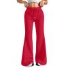 Flare Wide Leg Sweatpants Women's Fleece High Waisted Joggers With Pockets Comfy Athletic Sweats Lounge Pants Flared Yoga Athletic Pants Red view 2
