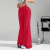 Flare Wide Leg Sweatpants Women's Fleece High Waisted Joggers With Pockets Comfy Athletic Sweats Lounge Pants Flared Yoga Athletic Pants Red view 3
