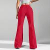 Flare Wide Leg Sweatpants Women's Fleece High Waisted Joggers With Pockets Comfy Athletic Sweats Lounge Pants Flared Yoga Athletic Pants Red view 4