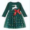 Niyage Girls Christmas Dress Toddler Baby Xmas Holiday Long Sleeve Stars Tulle Tutu Party Dresses Reindeer Green 140 view 1