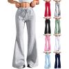 chaktkglok Wide Leg Sweatpants Women Fleece High Waisted Joggers with Pockets Comfy Athletic Lounge Pants Sweats Women's Joggers with Pockets Flare Yoga Pants for Women Workout Pants Women White view 1