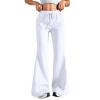 chaktkglok Wide Leg Sweatpants Women Fleece High Waisted Joggers with Pockets Comfy Athletic Lounge Pants Sweats Women's Joggers with Pockets Flare Yoga Pants for Women Workout Pants Women White view 2