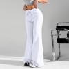 chaktkglok Wide Leg Sweatpants Women Fleece High Waisted Joggers with Pockets Comfy Athletic Lounge Pants Sweats Women's Joggers with Pockets Flare Yoga Pants for Women Workout Pants Women White view 4