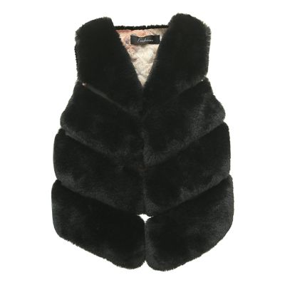 Girls Faux Fur Outwear Coat Jacket Vest Cute Warm Winter Toddler Girls Sleeveless Fleece Gilet (Black, 4-5 Years)