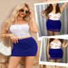 Avidlove Mini Skirt for Women Sexy Mid-Waist Fitted Ruched Summer Night Club Mesh Skirt Blue X-Large view 4