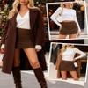 Avidlove Sexy Skirt Mesh Ruched Bodycon Casual Skirts for Women Basic Office Skirt Streetwear Brown Medium view 2