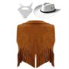 Lorilida Girls Western Cowgirl Cowboy Outfit Kids Sleeveless Jacket Vest with Cowboy Hat Bandana Brown&White 5-6 Years view 2