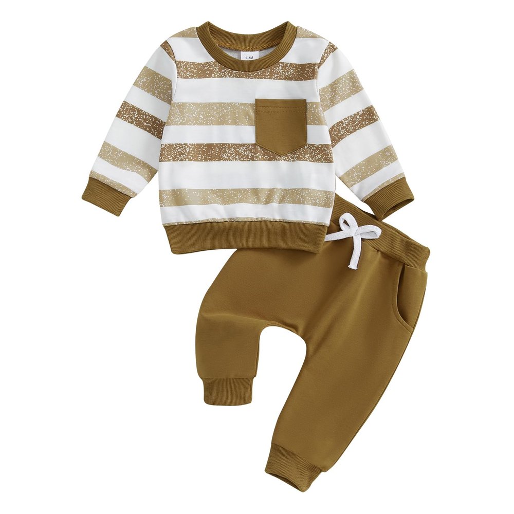 Baby Fall Outfits Toddler Boy Girl Long Sleeve Sweatshirts with Jogger Pants 2Pcs Winter Infant Clothes Set (Brown, 2-3T)