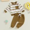 Baby Fall Outfits Toddler Boy Girl Long Sleeve Sweatshirts with Jogger Pants 2Pcs Winter Infant Clothes Set (Brown, 2-3T) view 2