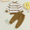 Baby Fall Outfits Toddler Boy Girl Long Sleeve Sweatshirts with Jogger Pants 2Pcs Winter Infant Clothes Set (Brown, 2-3T) view 3